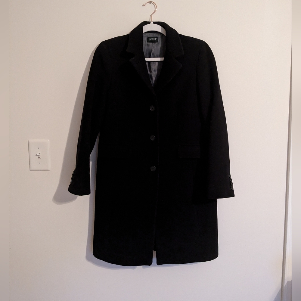 J CREW wool and cashmere black coat size 10 petite